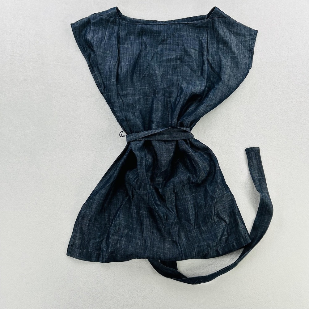 Banana Republic Tunic Dress Womens Small Blue Chambray Lyocell Belted Cap Sleeve
